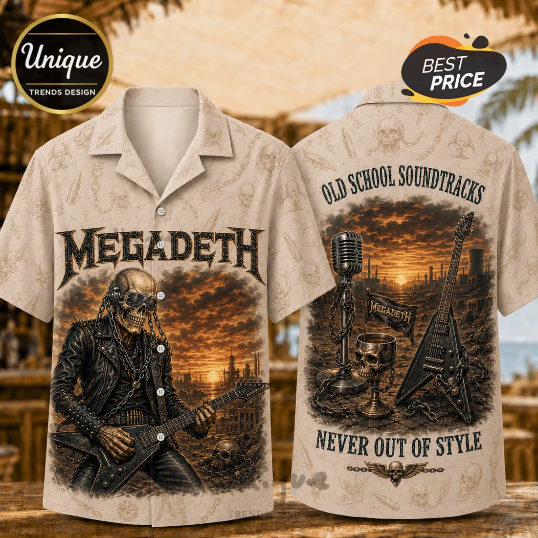 Megadeth Vintage Skull Rock Band Hawaiian Shirt Megadeth Vintage Skull Rock Band Hawaiian Shirt