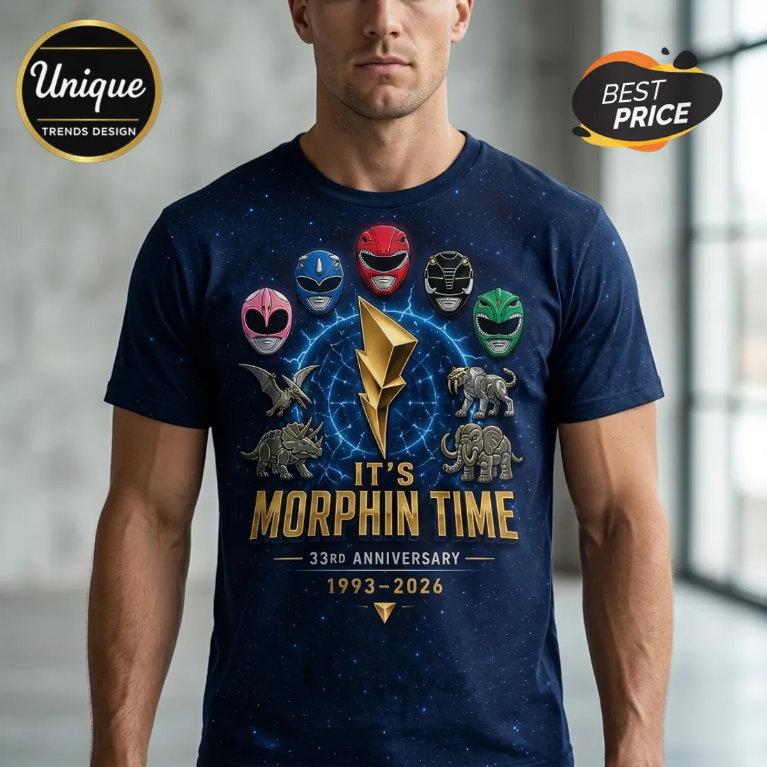 Mighty Morphin Power Rangers 33rd Anniversary 1993-2026 T-Shirt Mighty Morphin Power Rangers 33rd Anniversary 1993-2026 T-Shirt