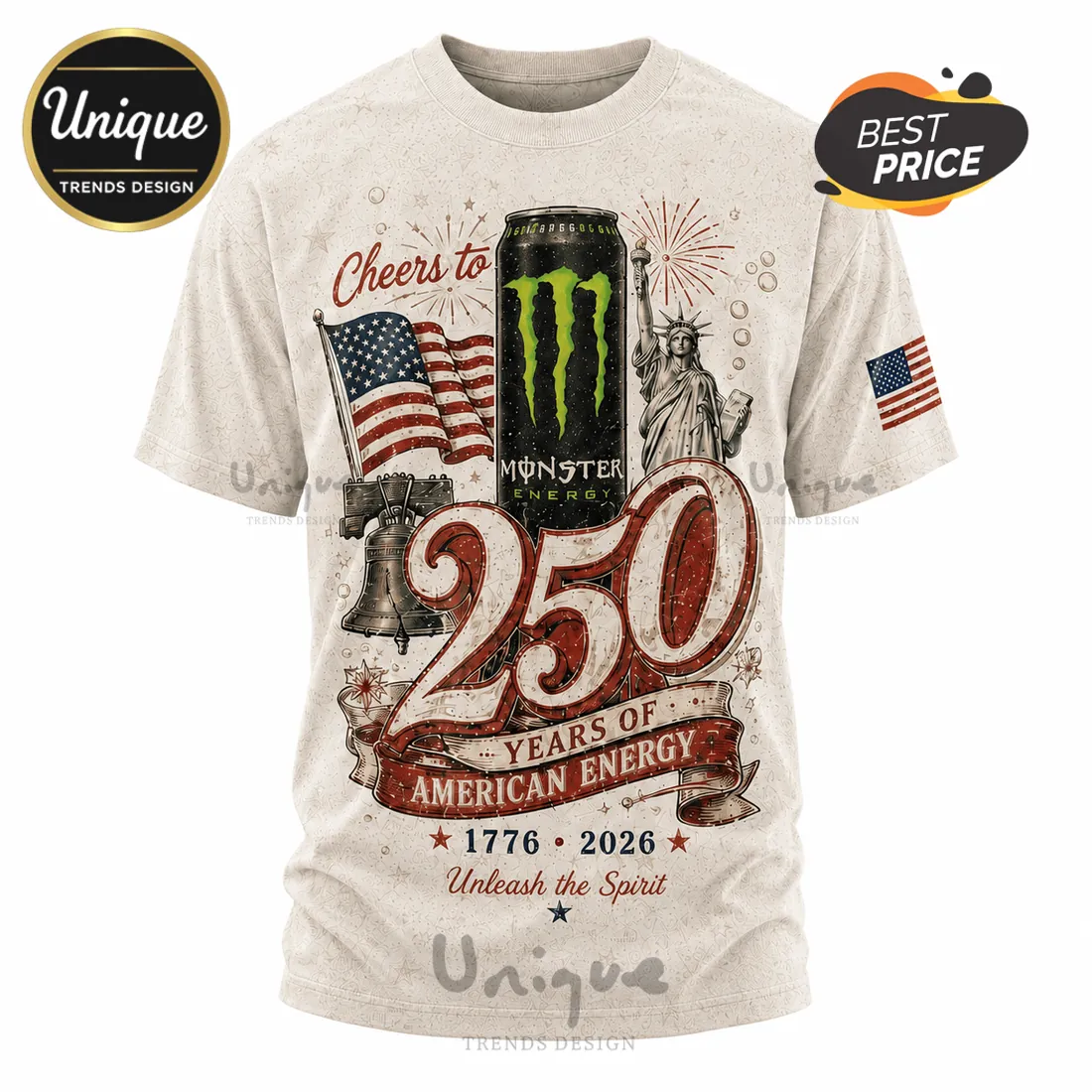 Monster Energy America 250th Anniversary Celebration T-Shirt Monster Energy America 250th Anniversary Celebration T-Shirt