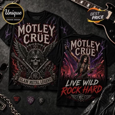 Motley Crue Vintage Black 2026 Glam Metal Rock Band Tour Shirt
