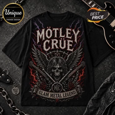 Motley Crue Vintage Black 2026 Glam Metal Rock Band Tour Shirt