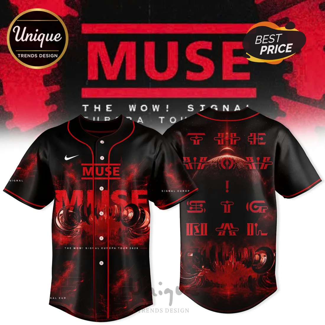 Muse The Wow! Signal Europa Tour 2026 Baseball Jersey Muse The Wow! Signal Europa Tour 2026 Baseball Jersey