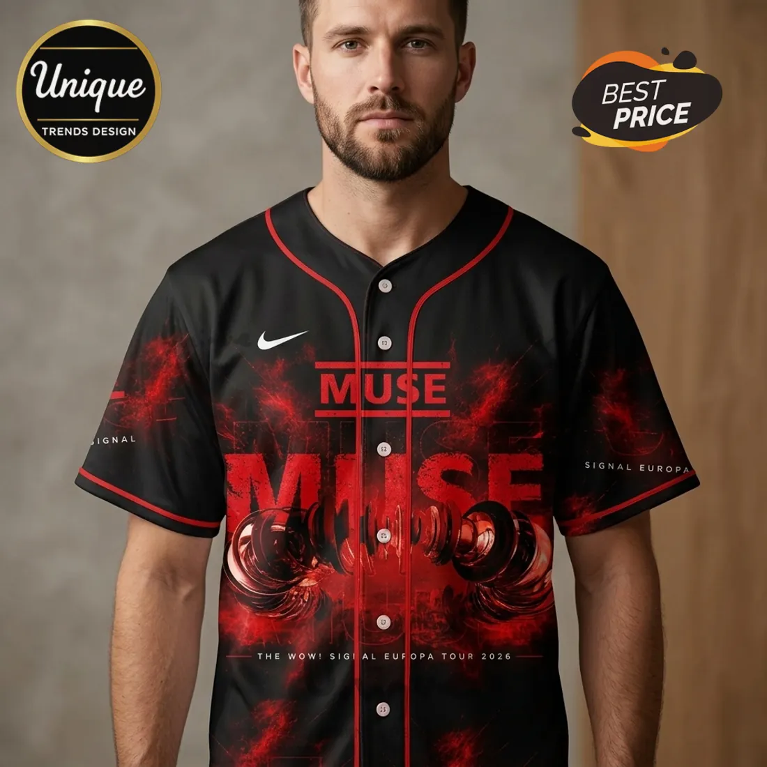 Muse The Wow! Signal Europa Tour 2026 Baseball Jersey Muse The Wow! Signal Europa Tour 2026 Baseball Jersey