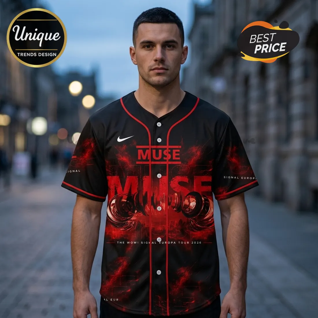 Muse The Wow! Signal Europa Tour 2026 Baseball Jersey Muse The Wow! Signal Europa Tour 2026 Baseball Jersey