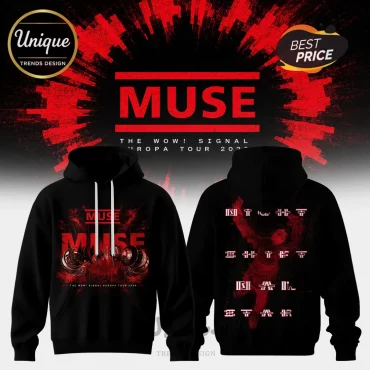 Muse The Wow Signal Europa Tour 2026 Black Pullover Hoodie