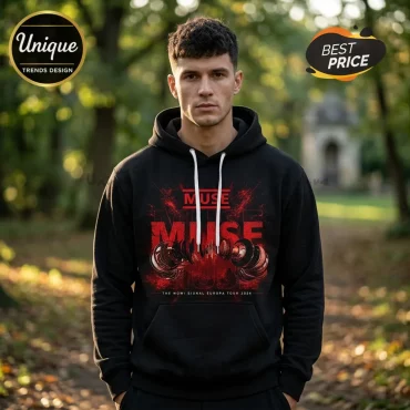 Muse The Wow Signal Europa Tour 2026 Black Pullover Hoodie
