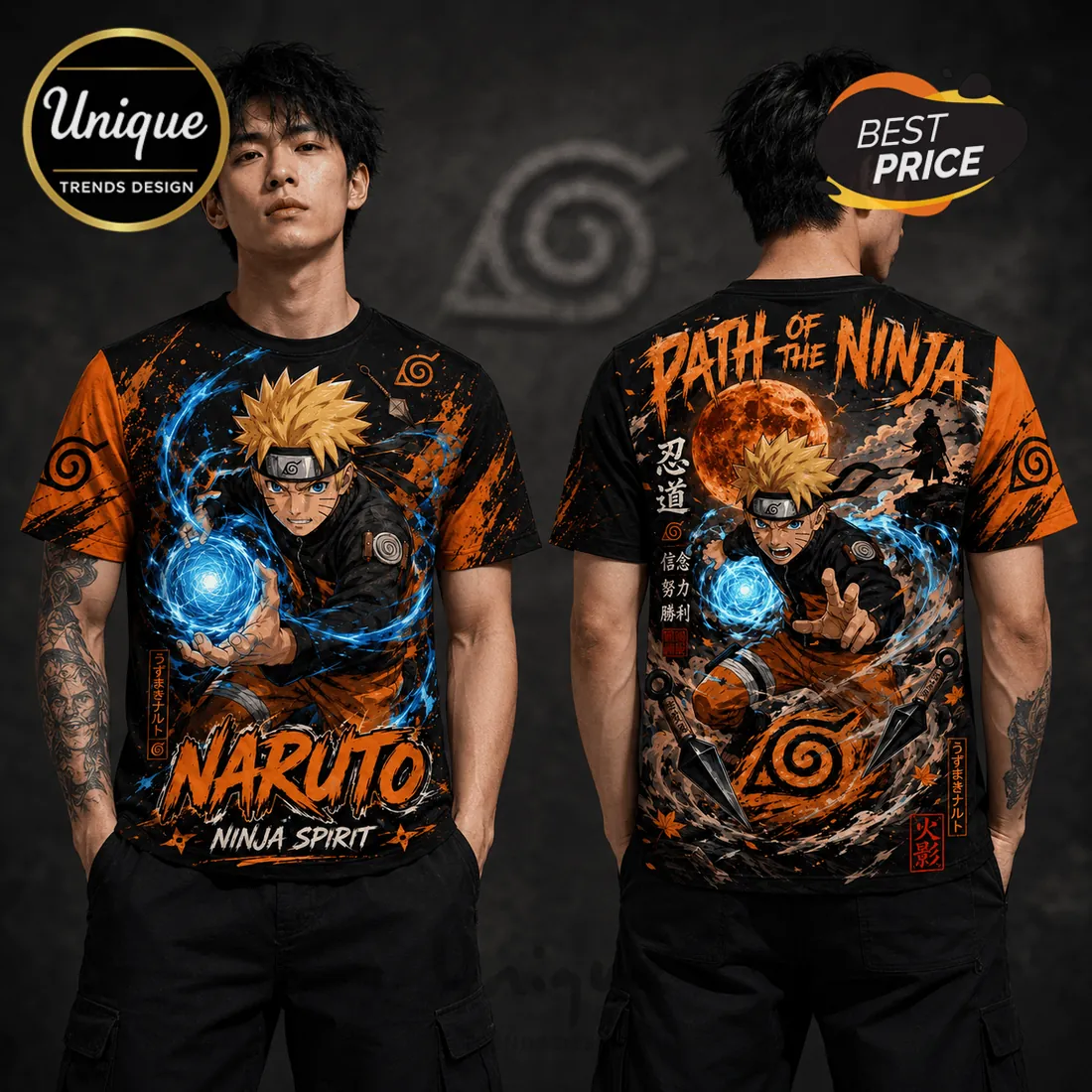 Naruto Uzumaki Ninja Spirit Black T-Shirt Naruto Uzumaki Ninja Spirit Black T-Shirt