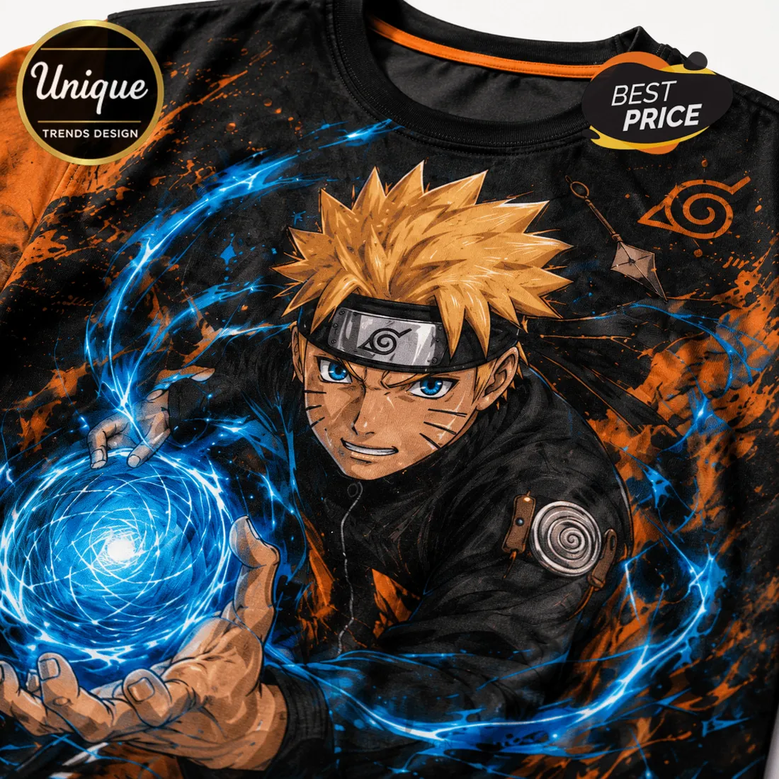 Naruto Uzumaki Ninja Spirit Black T-Shirt Naruto Uzumaki Ninja Spirit Black T-Shirt