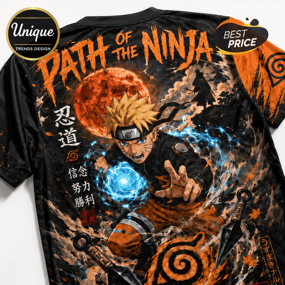 Naruto Uzumaki Ninja Spirit Black T-Shirt Naruto Uzumaki Ninja Spirit Black T-Shirt