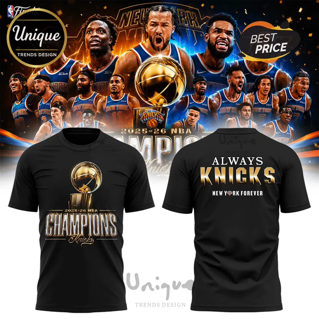 New York Knicks 2025-26 NBA Champions Commemorative Black Hoodie New York Knicks 2025-26 NBA Champions Commemorative Black Hoodie