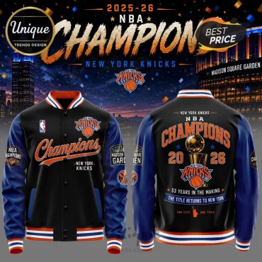 New York Knicks 2025-26 NBA Champions Logo Baseball Jacket