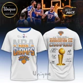 New York Knicks 2026 NBA Champions White Signature T-Shirt