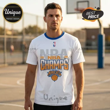 New York Knicks 2026 NBA Champions White Signature T-Shirt