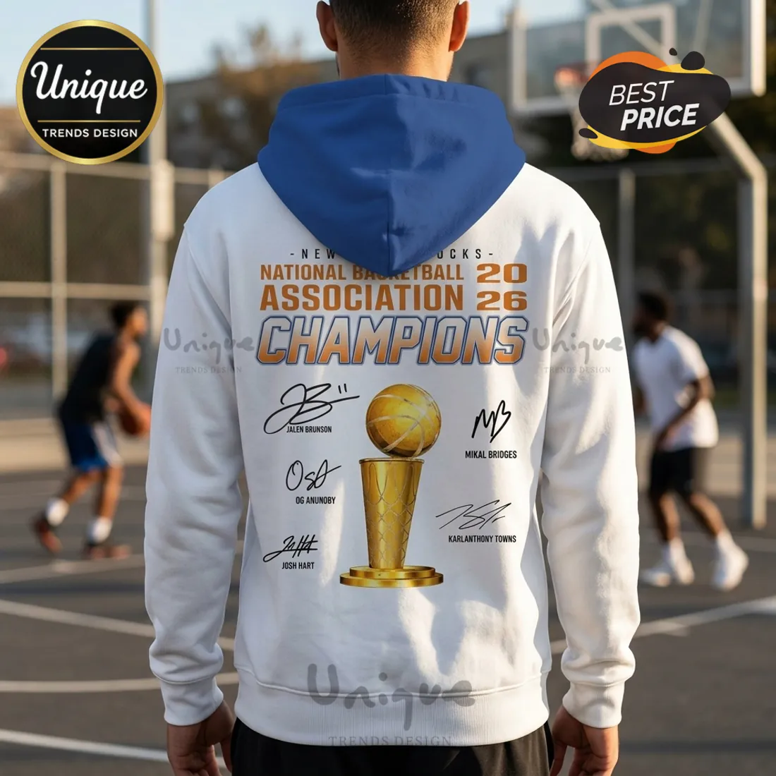 New York Knicks 2026 NBA Champions White Signature Trophy Hoodie New York Knicks 2026 NBA Champions White Signature Trophy Hoodie