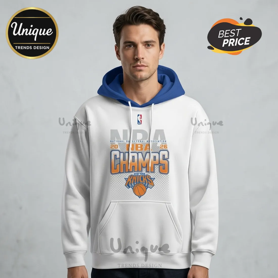 New York Knicks 2026 NBA Champions White Signature Trophy Hoodie New York Knicks 2026 NBA Champions White Signature Trophy Hoodie