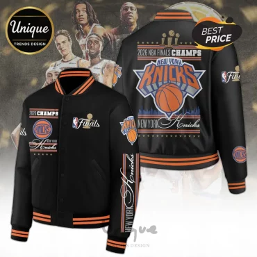 New York Knicks 2026 NBA Finals Champions Black Varsity Jacket