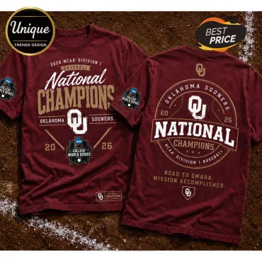 Oklahoma Sooners 2026 NCAA Baseball National Champions Maroon T-Shirt