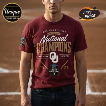 Oklahoma Sooners 2026 NCAA Baseball National Champions Maroon T-Shirt