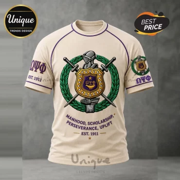 Omega Psi Phi Est 1911 Fraternity Crest Cream T-Shirt