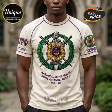 Omega Psi Phi Est 1911 Fraternity Crest Cream T-Shirt