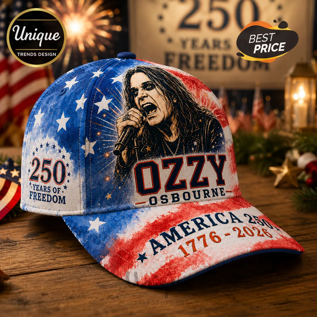 Ozzy Osbourne America 250 Years of Freedom Baseball Cap Ozzy Osbourne America 250 Years of Freedom Baseball Cap