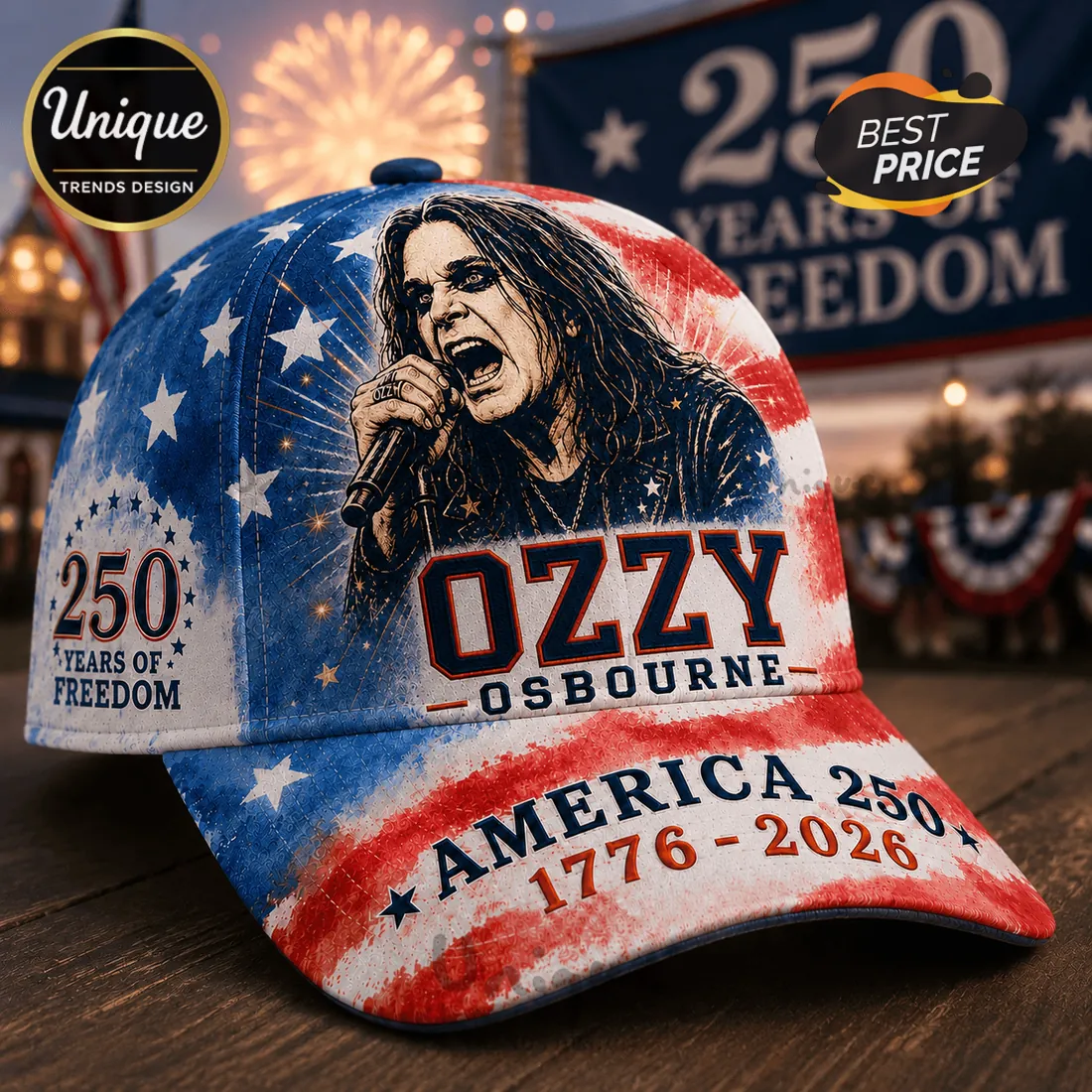 Ozzy Osbourne America 250 Years of Freedom Baseball Cap Ozzy Osbourne America 250 Years of Freedom Baseball Cap