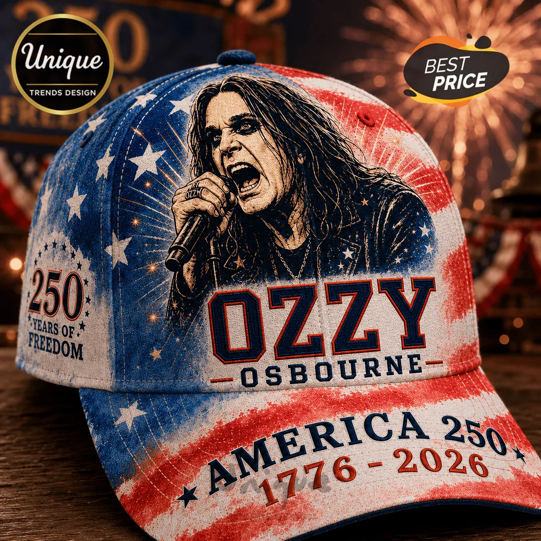 Ozzy Osbourne America 250 Years of Freedom Baseball Cap Ozzy Osbourne America 250 Years of Freedom Baseball Cap