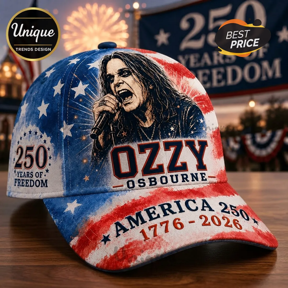 Ozzy Osbourne America 250 Years of Freedom Baseball Cap Ozzy Osbourne America 250 Years of Freedom Baseball Cap