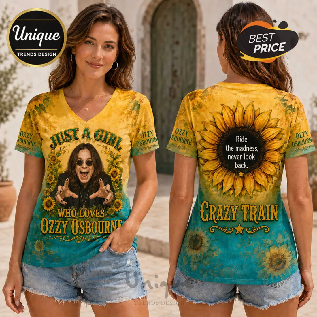 Ozzy Osbourne Crazy Train Sunflower T-Shirt Ozzy Osbourne Crazy Train Sunflower T-Shirt