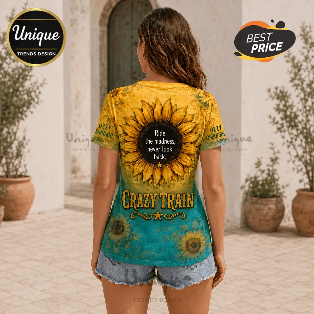 Ozzy Osbourne Crazy Train Sunflower T-Shirt Ozzy Osbourne Crazy Train Sunflower T-Shirt