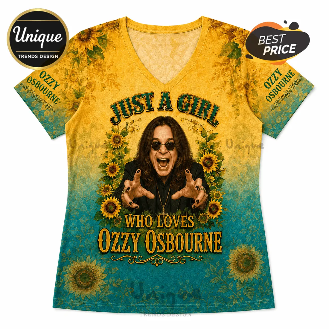 Ozzy Osbourne Crazy Train Sunflower T-Shirt Ozzy Osbourne Crazy Train Sunflower T-Shirt