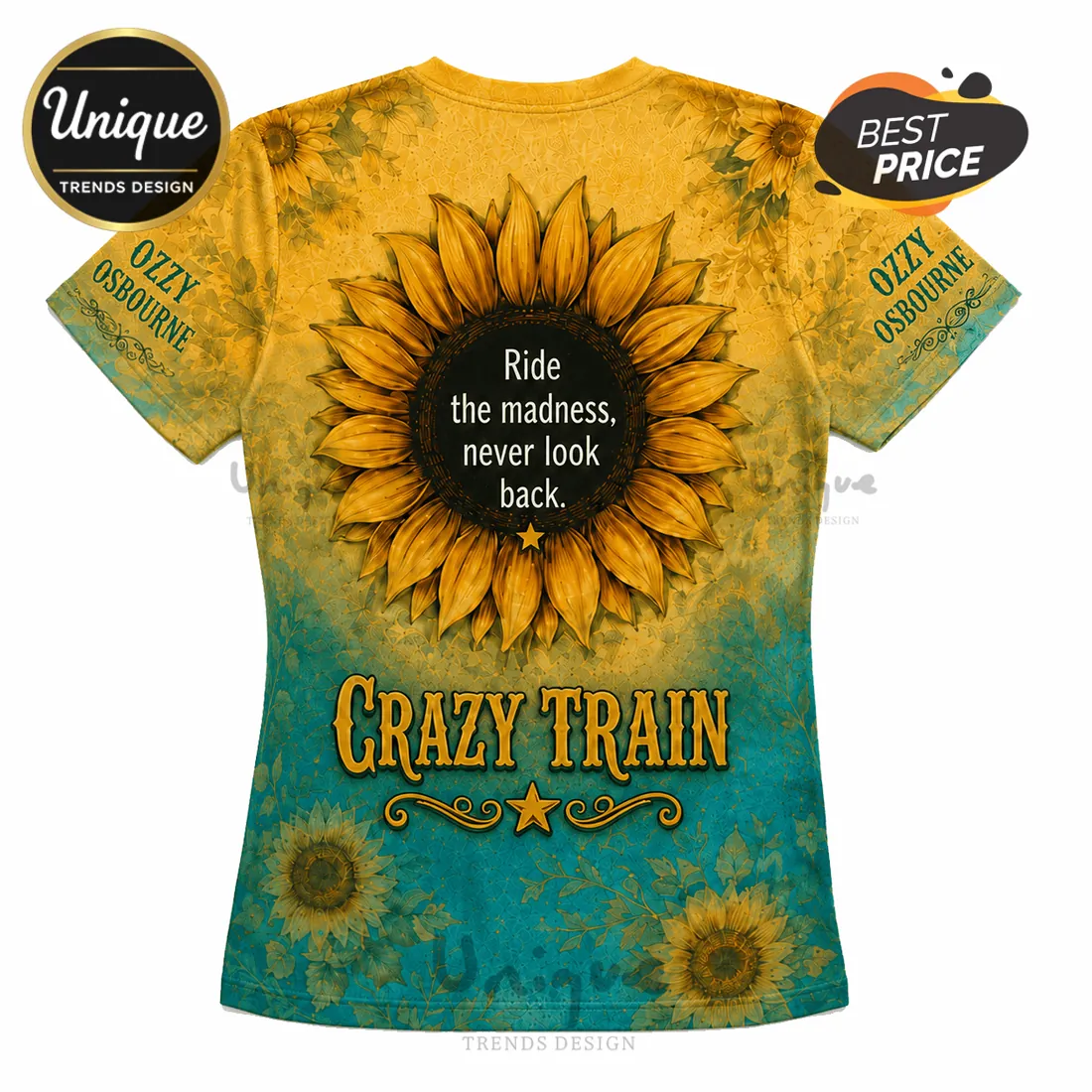 Ozzy Osbourne Crazy Train Sunflower T-Shirt Ozzy Osbourne Crazy Train Sunflower T-Shirt