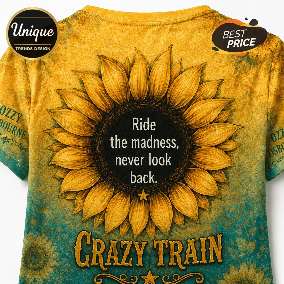 Ozzy Osbourne Crazy Train Sunflower T-Shirt Ozzy Osbourne Crazy Train Sunflower T-Shirt