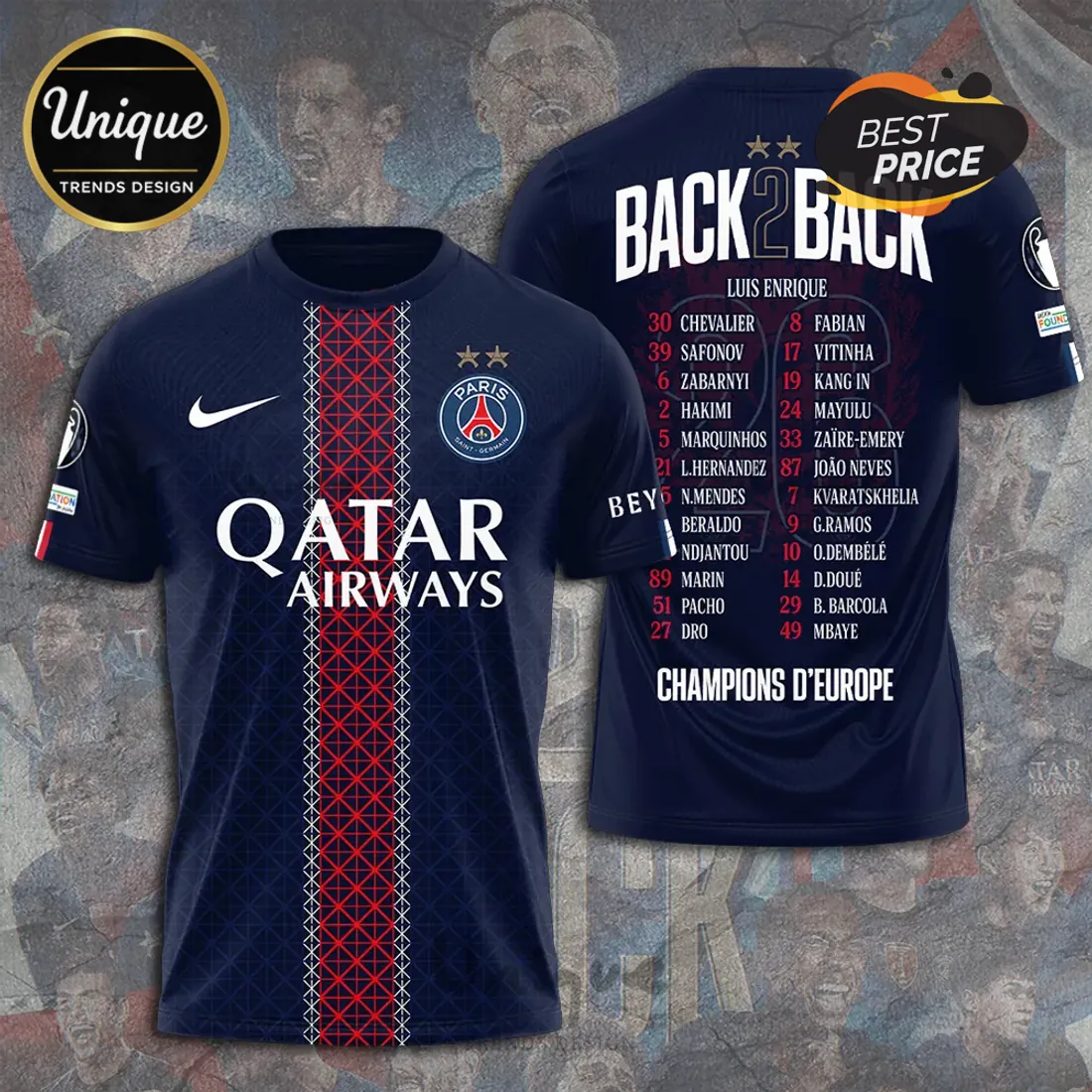 Paris Saint-Germain 2025 Champions League Roster Hoodie Paris Saint-Germain 2025 Champions League Roster Hoodie