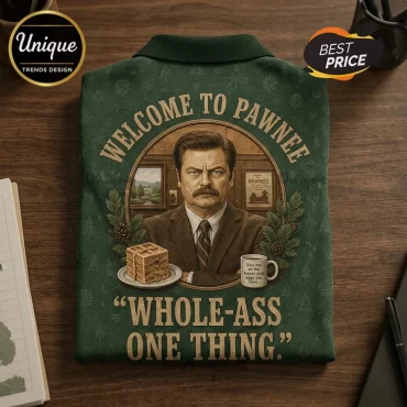 Parks and Recreation Ron Swanson Green Forest Polo Shirt