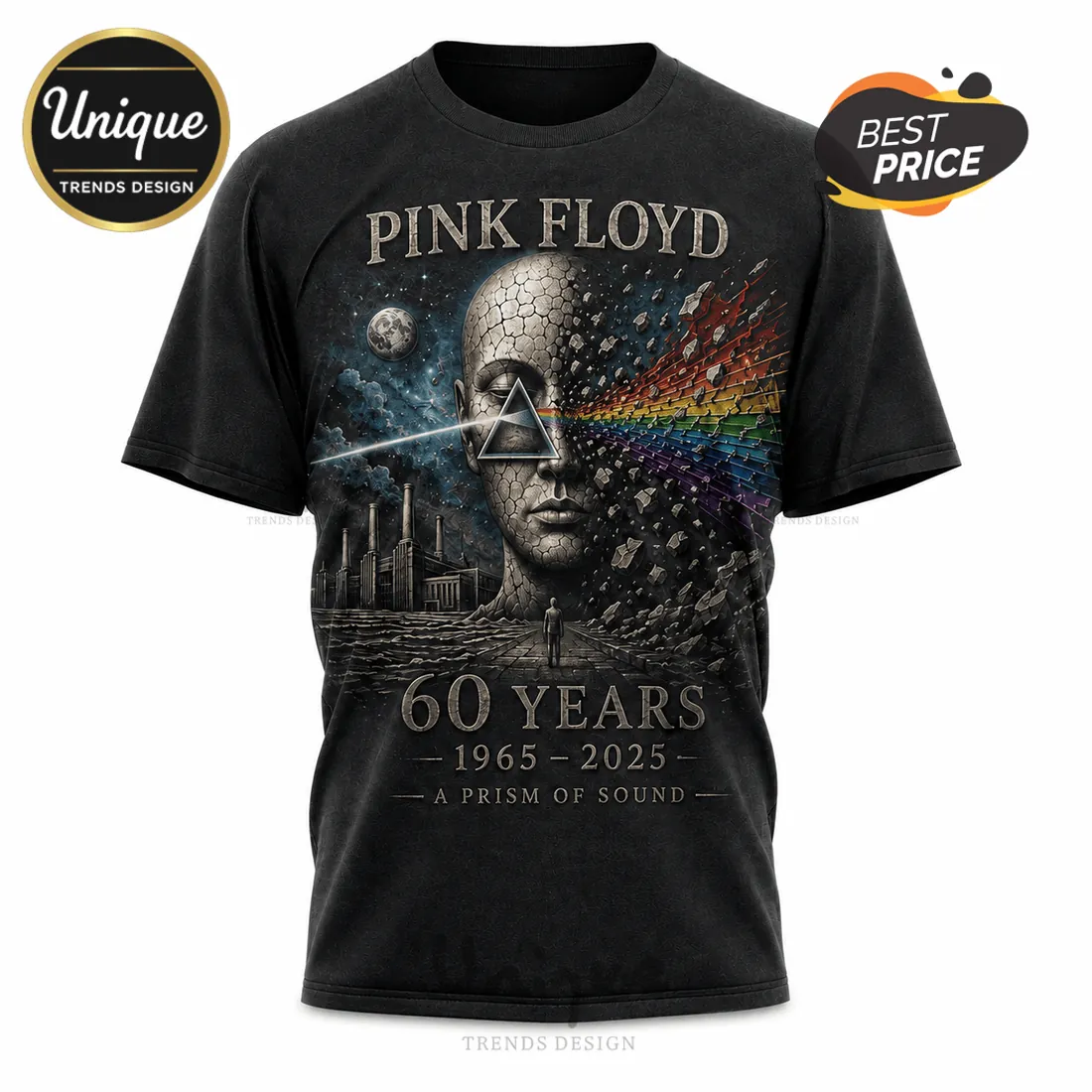 Pink Floyd 60 Years 1965-2025 Sonic Legacy Collectible Graphic T-Shirt Pink Floyd 60 Years 1965-2025 Sonic Legacy Collectible Graphic T-Shirt