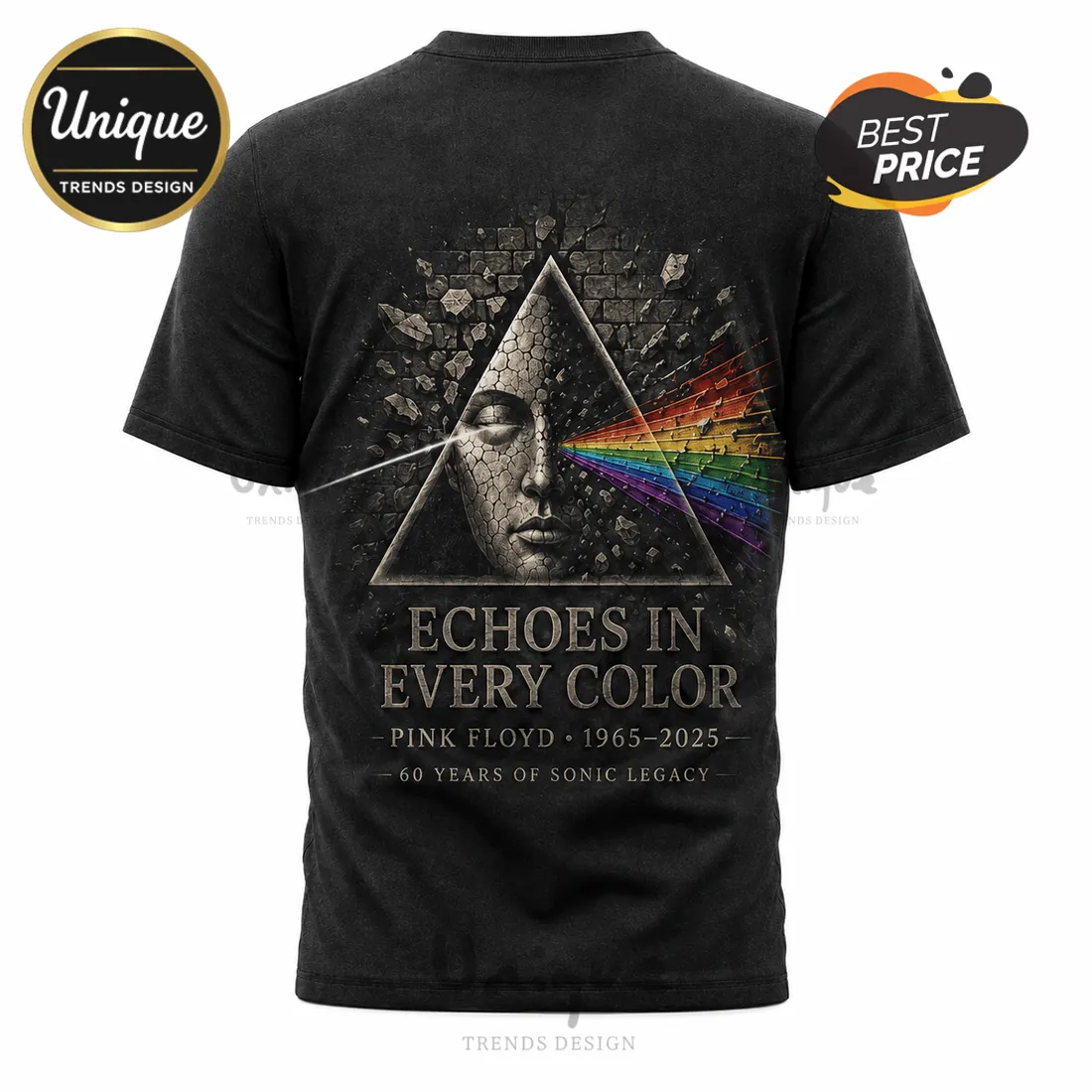 Pink Floyd 60 Years 1965-2025 Sonic Legacy Collectible Graphic T-Shirt Pink Floyd 60 Years 1965-2025 Sonic Legacy Collectible Graphic T-Shirt