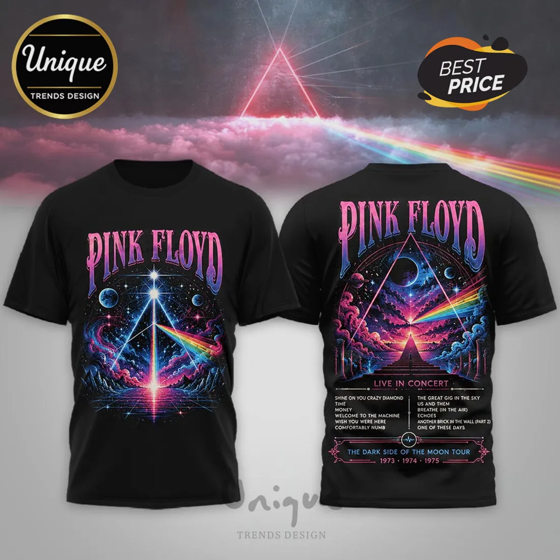 Pink Floyd The Dark Side Of The Moon Tour 1973-1975 Hoodie Pink Floyd The Dark Side Of The Moon Tour 1973-1975 Hoodie