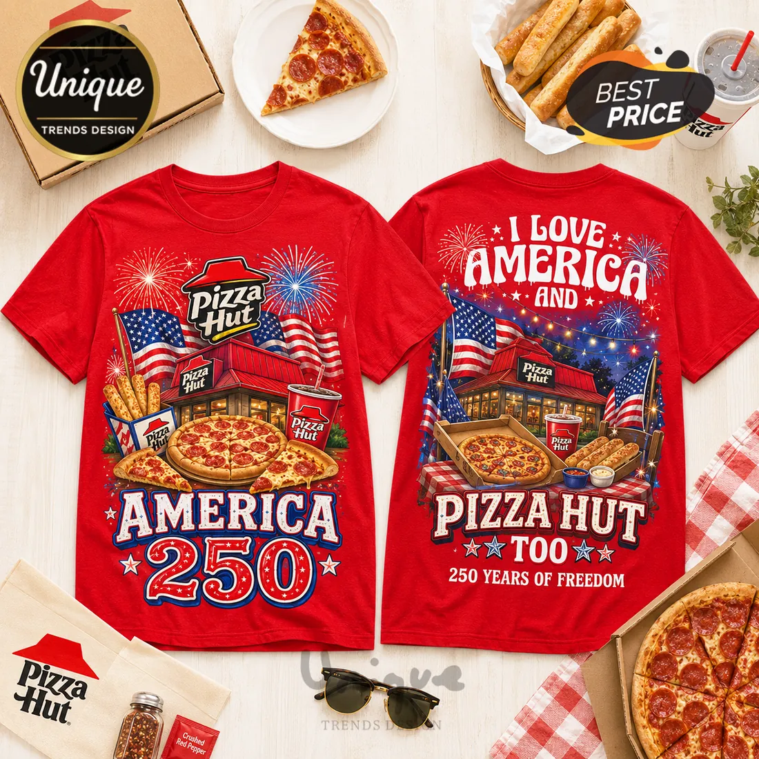 Pizza Hut America 250 Years Of Freedom T-Shirt Pizza Hut America 250 Years Of Freedom T-Shirt