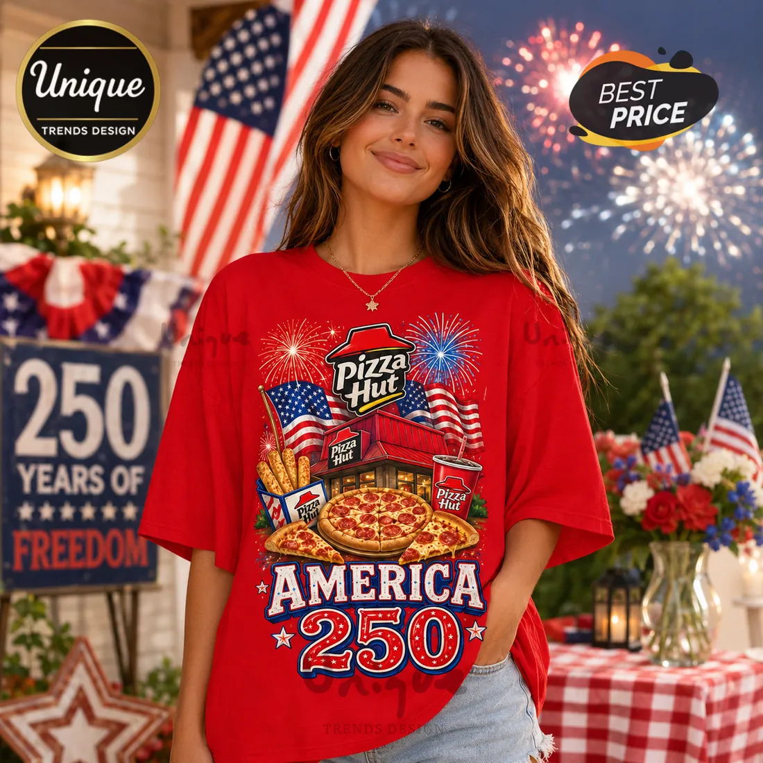 Pizza Hut America 250 Years Of Freedom T-Shirt Pizza Hut America 250 Years Of Freedom T-Shirt