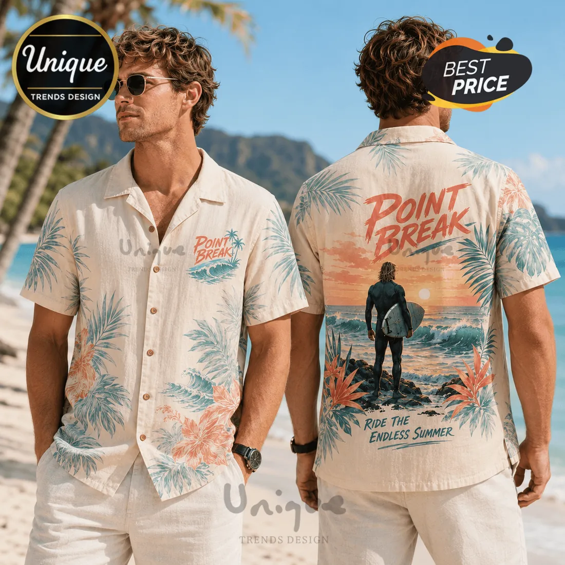 Point Break Surfer Beige Hawaiian Shirt Point Break Surfer Beige Hawaiian Shirt