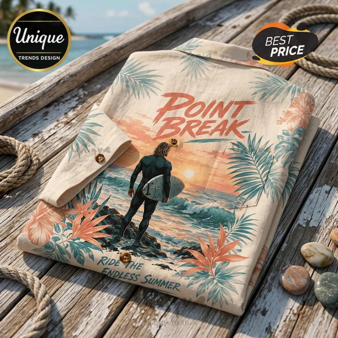 Point Break Surfer Beige Hawaiian Shirt Point Break Surfer Beige Hawaiian Shirt