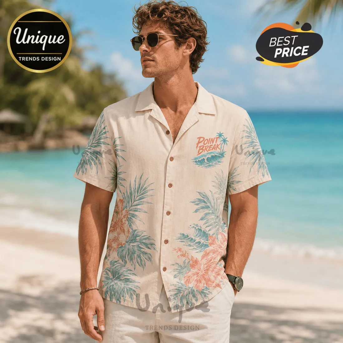 Point Break Surfer Beige Hawaiian Shirt Point Break Surfer Beige Hawaiian Shirt