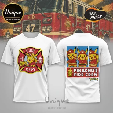 Pokemon Pikachu x Firefighter Fire Crew White Graphic T-Shirt