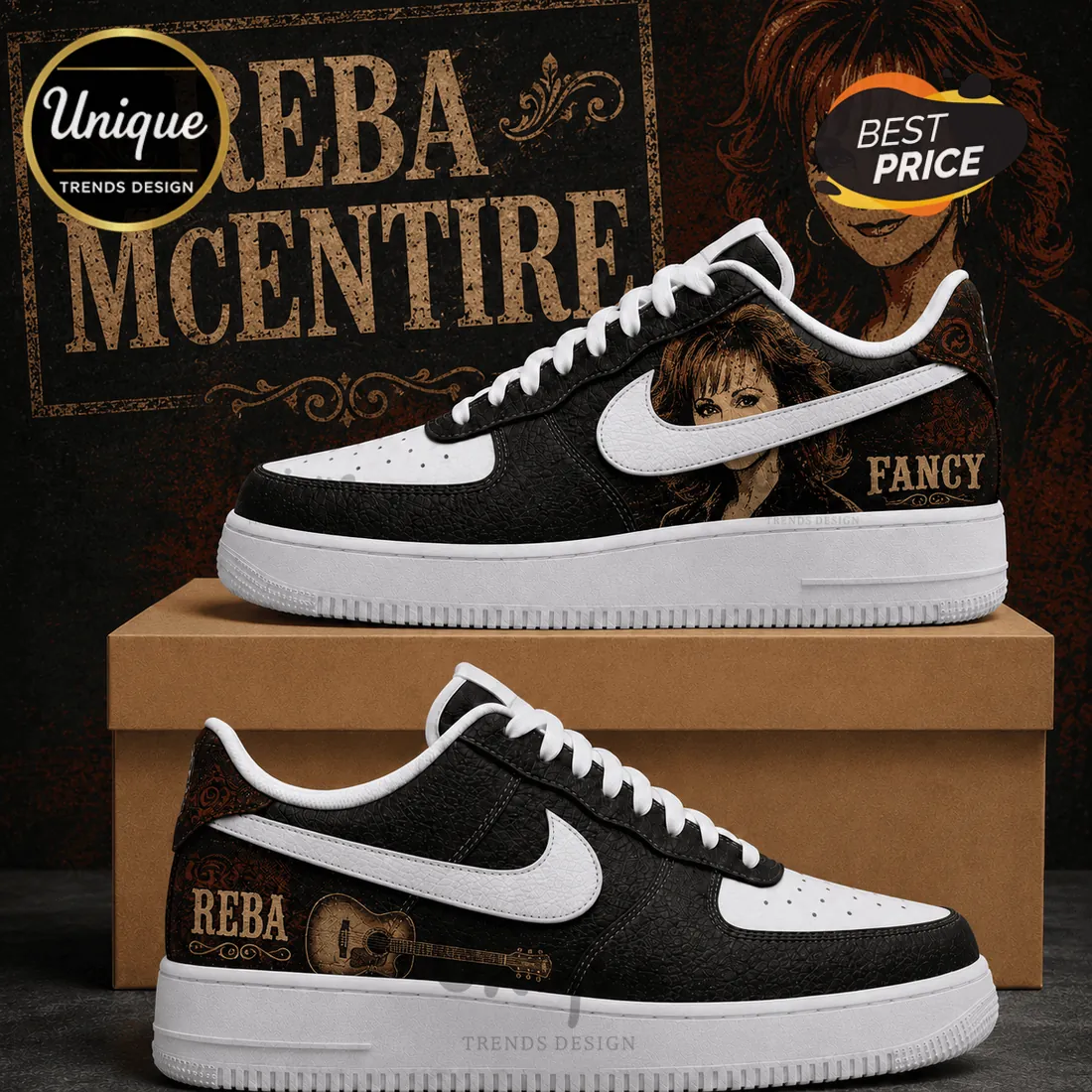 Premium Reba McEntire Air Force 1 Sneakers Premium Reba McEntire Air Force 1 Sneakers