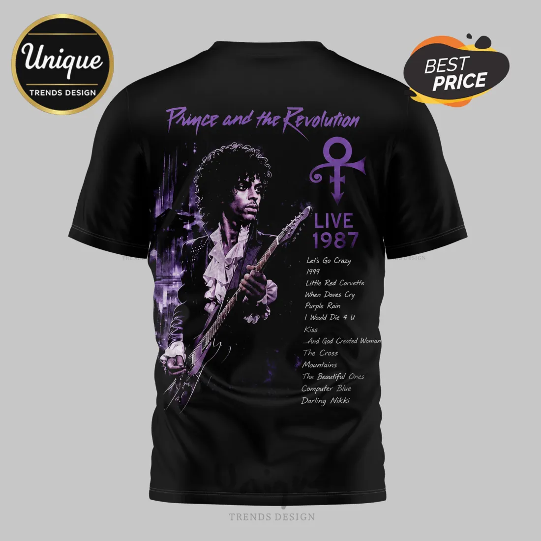 Prince and the Revolution Purple Rain Live 1987 Tour T-Shirt Prince and the Revolution Purple Rain Live 1987 Tour T-Shirt