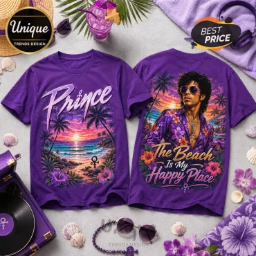 Prince The Beach Is My Happy Place Purple T-Shirt