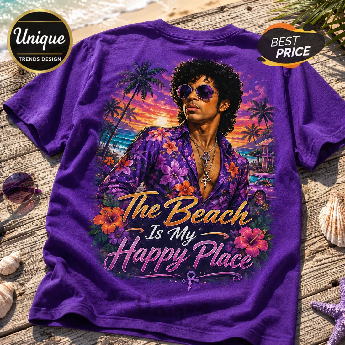 Prince The Beach Is My Happy Place Purple T-Shirt Prince The Beach Is My Happy Place Purple T-Shirt