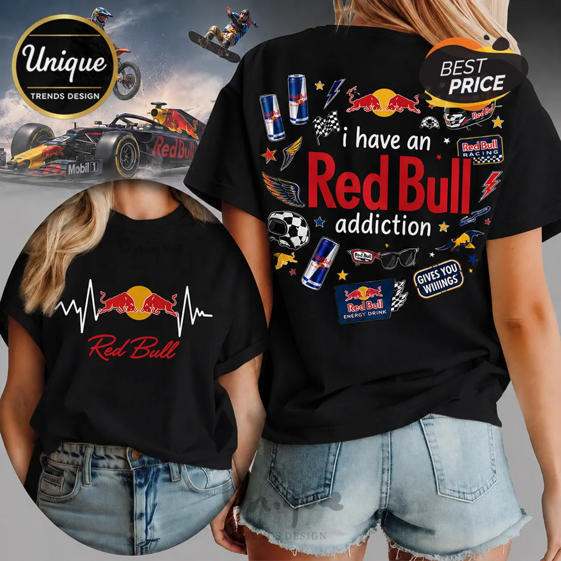 Red Bull Energy Drink Heartbeat Logo White Cotton Casual T-Shirt Red Bull Energy Drink Heartbeat Logo White Cotton Casual T-Shirt