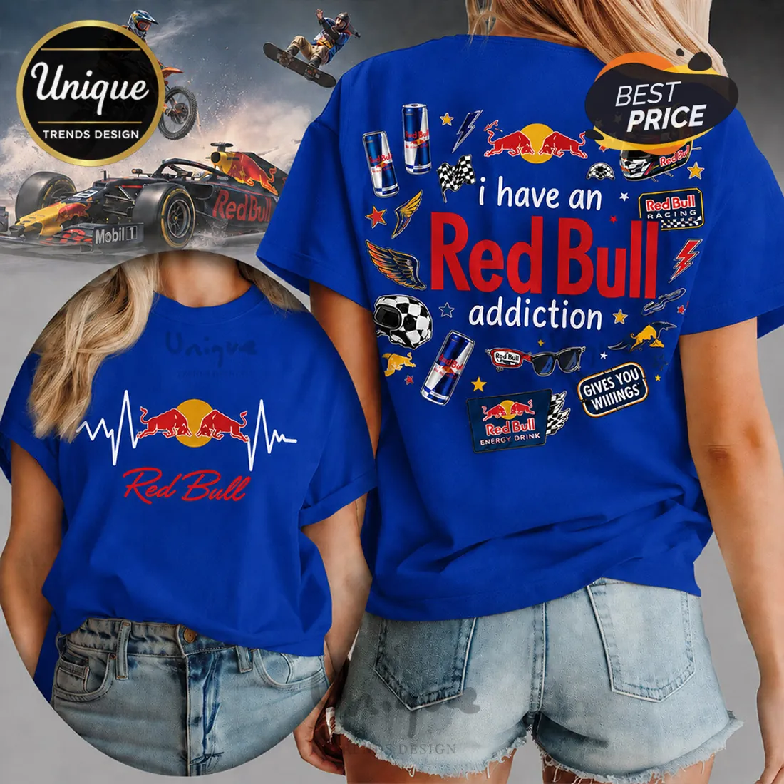 Red Bull Energy Drink Heartbeat Logo White Cotton Casual T-Shirt Red Bull Energy Drink Heartbeat Logo White Cotton Casual T-Shirt